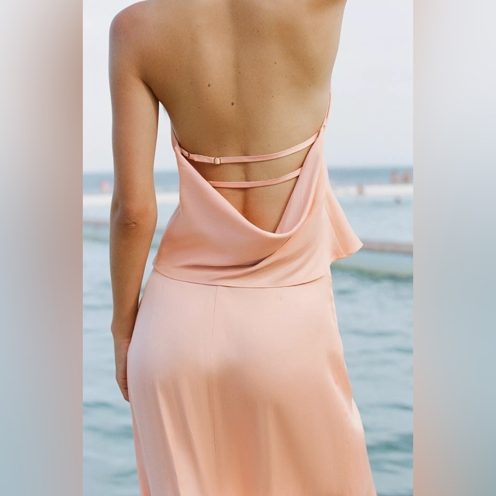 🔥🔥Zara satin halter top with Gold Appliqué